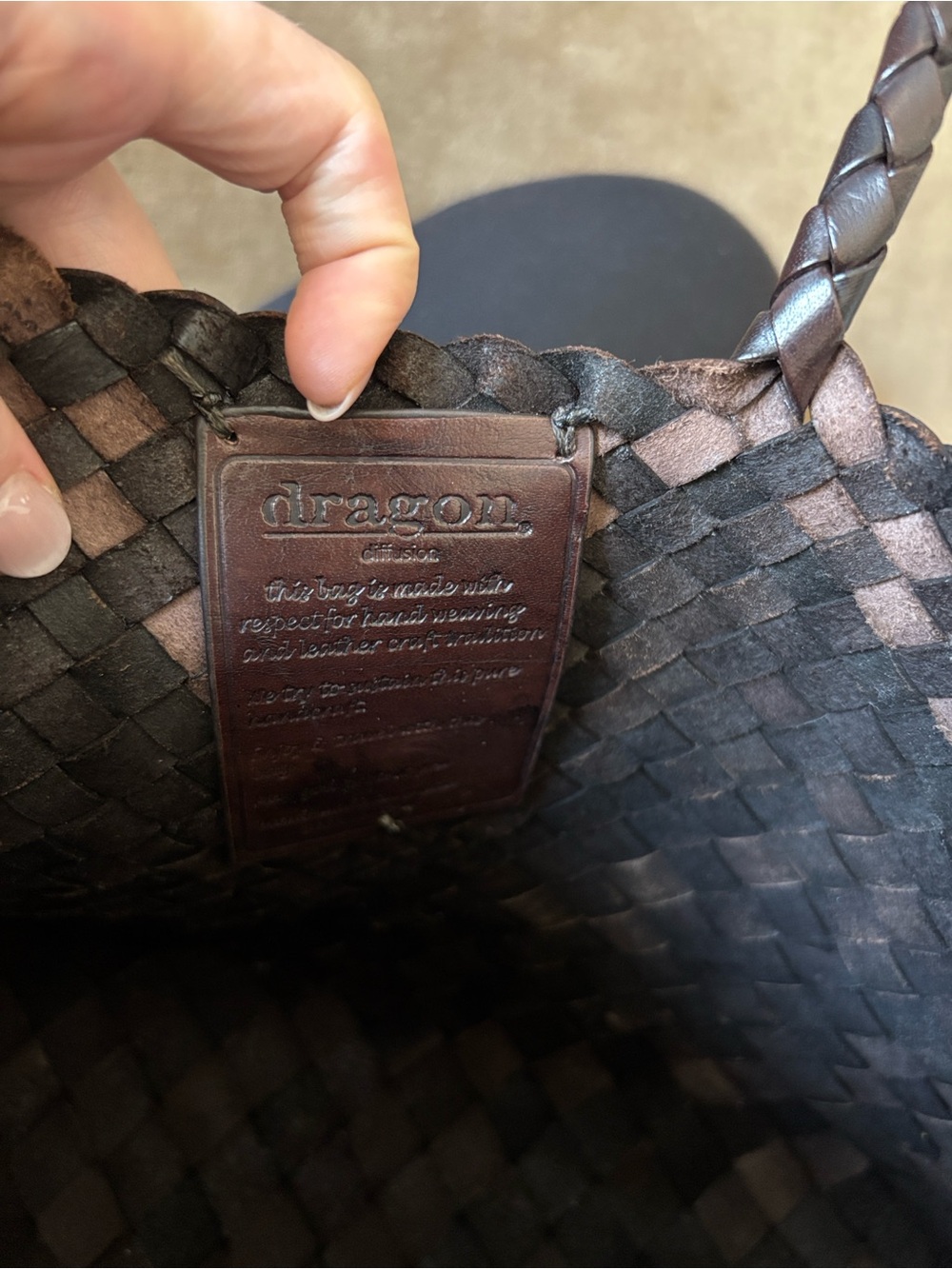 Dragon Diffusion Woven Leather Tote in Dark Brown - Picture 6 of 7